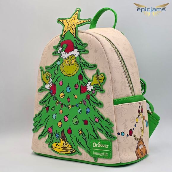 Loungefly Dr. Seuss How The Grinch Stole Christmas GITD Tree Mini Backpack Bag - Picture 3 of 11